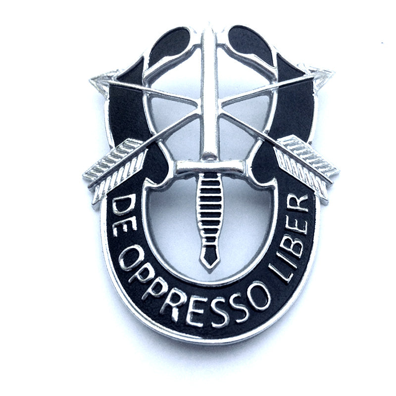 Special Forces Crest Metal Decal on a White Background