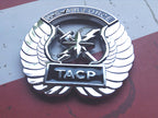 TACP Metal Car Emblem Tactical Air Control Party Decal Picture at a slight angle